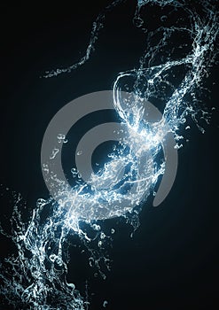 3d illustration background of water splashing in dynamic shapes