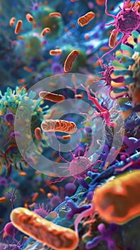 A 3d illustration of bacteria and other organisms