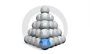 3D Illustration Ball pyramid concept blue 2