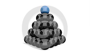 3D Illustration Ball pyramid concept blue 4
