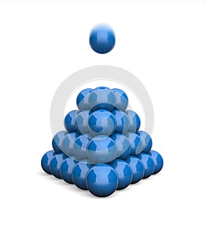 3D Illustration Ball pyramid concept blue 8