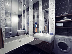 3d illustration of bathroom interior design in modern style