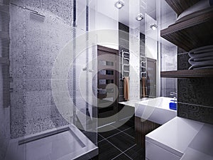 3d illustration of bathroom interior design in modern style