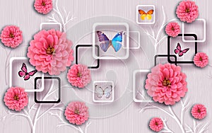 3D Illustration of beautiful pink flowers 3d background 3D Wallpaper