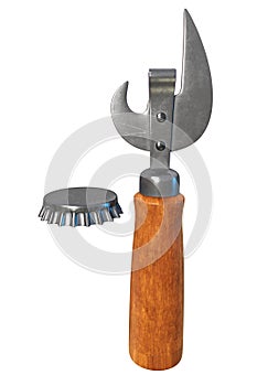 3d illustration beer opener with wooden handle