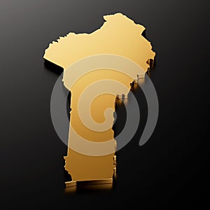 3d illustration of Benin exclusive gold map on black background