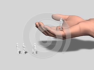 3D illustration of big hands