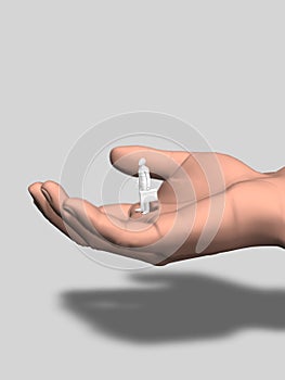 3D illustration of big hands