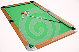 3D illustration Billiard balls in a green pool table, pool billiard game, Billiard concept