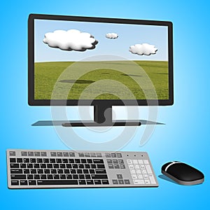 3d illustration of black desktop computer