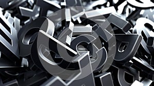 3d illustration of black metallic letters background