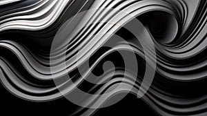 3d illustration of black and white abstract background with smooth flowing lines