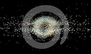 3D illustration of blowup digital galaxy
