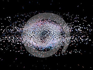 3D illustration of blowup digital galaxy