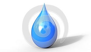 3d illustration of blue color water drop concept