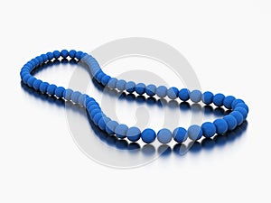 3D illustration blue pearl necklace beads
