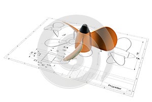 3d illustration of boat propeller