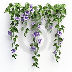3d illustration border of plant purple campanula isolated on white background