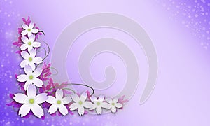 3d illustration. Bouquet of flowers isolated on lilac background