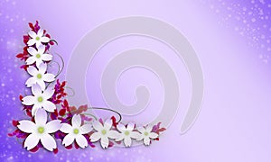 3d illustration. Bouquet of flowers isolated on lilac background
