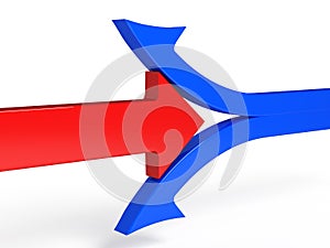 3d illustration of breaking boundary red arrow