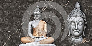 3D illustration Buddha meditating High quality Sculpture beautiful rendering, 3D illustration wallpaper, wall poster.