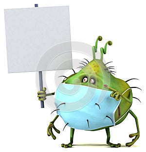 3D Illustration of a bug monster with a mask