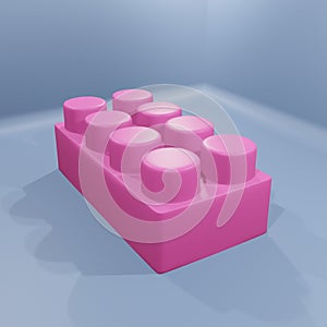 3d illustration building Connector Bricks - pink plastic block toy