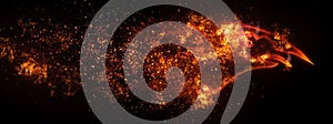 3d illustration of a burning fireball burning in the dark