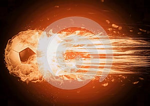 3d illustration of a burning soccer ball