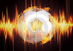 3d illustration of a burning soccer ball