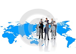 3d illustration of business people meeting in a circle