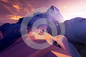 3d illustration businessman standing on cliff edge and looking a