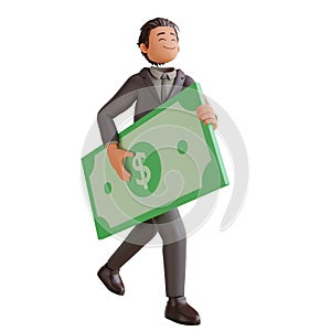 3d illustration bussinesman with dollar