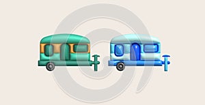 3d illustration camping caravan cars and trailers vehicles of travel caravans for camper