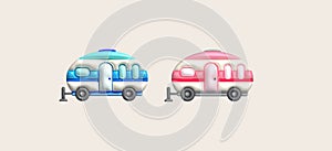 3d illustration camping caravan cars and trailers vehicles of travel caravans for camper