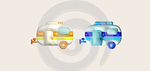 3d illustration camping caravan cars and trailers vehicles of travel caravans for camper