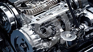 3d illustration of a car engine, close-up view of the engine Generative AI
