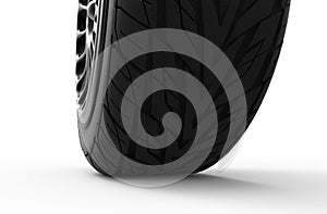 3d illustration of a car wheel on a white background