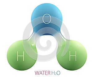 3d Illustration of Chemical formula for H2O water sign
