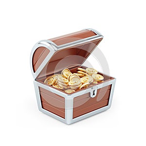 3d illustration of chest full of dollar coins