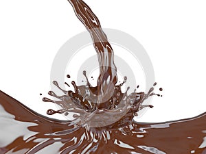3D illustration of chocolate splash isolated on white background, work path or clipping path included