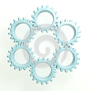 3D illustration circle of gears