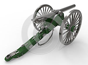 3d illustration of civil war cannon.