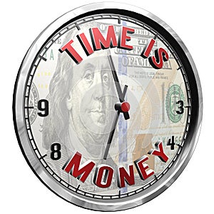 3D Illustration Clock Face with text Time Is Money