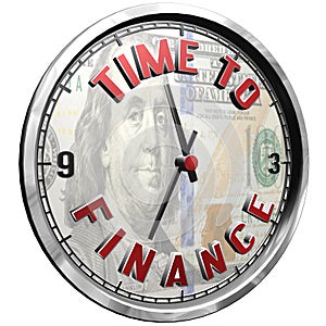 3D Illustration Clock Face with text Time To Finance