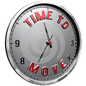 3D Illustration Clock Face with text Time To Move