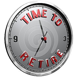 3D Illustration Clock Face with text Time To Retire