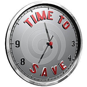 3D Illustration Clock Face with text Time To Save