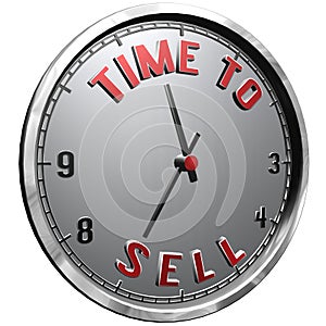 3D Illustration Clock Face with text Time To Sell